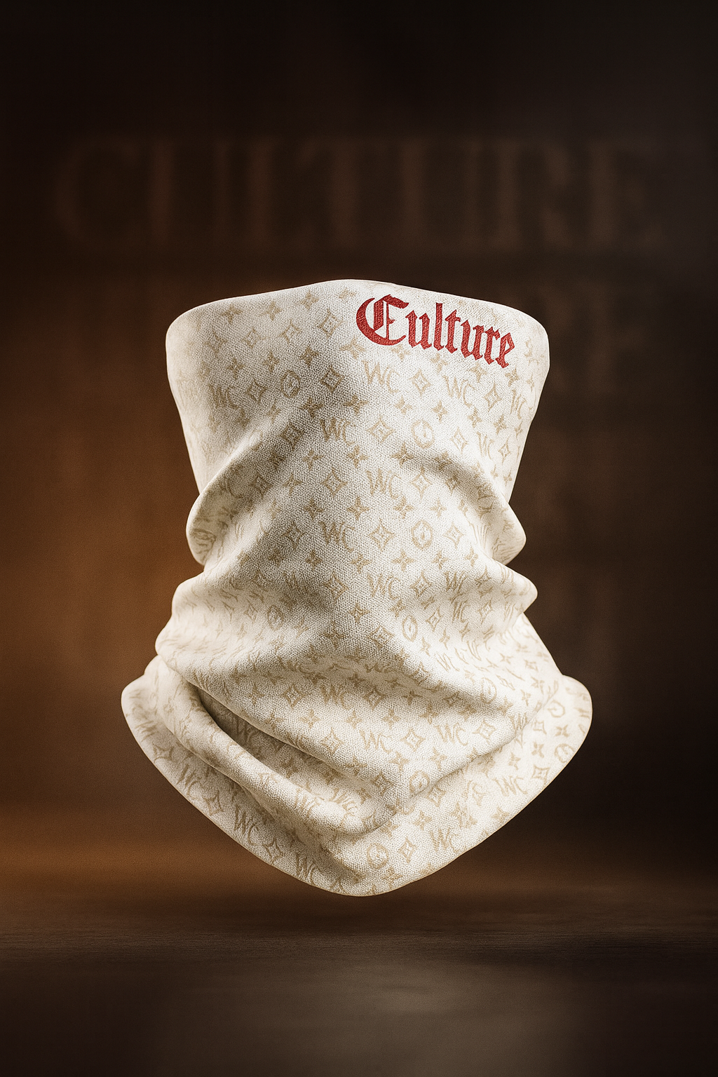 white-offset red Bandana